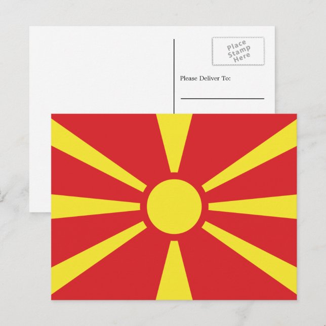Macedonian Flag, Flag of North Macedonia Postcard (Front/Back)