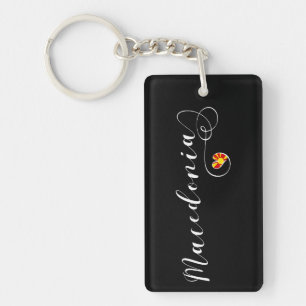 Macedonian Flag Heart, Macedonia Key Ring