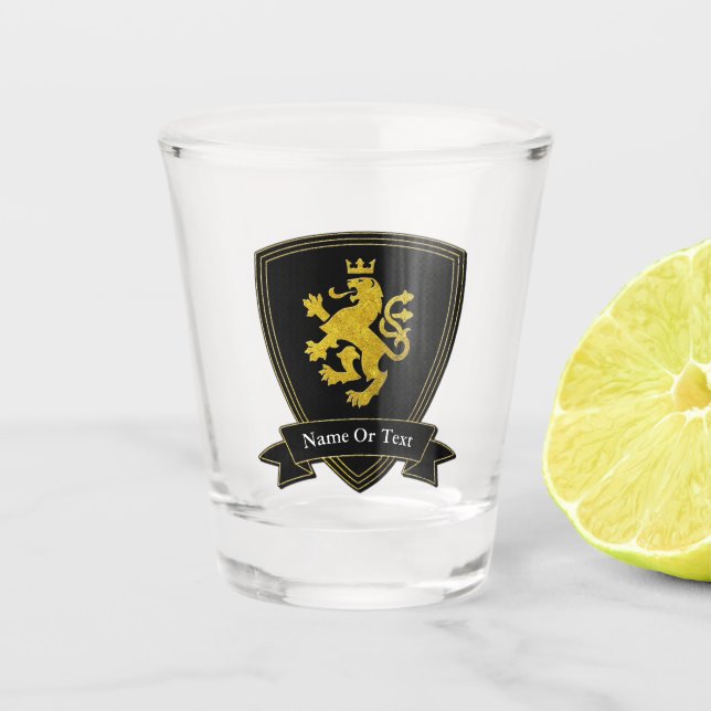 Macedonian Lion and Your Text Shot Glass (Front)