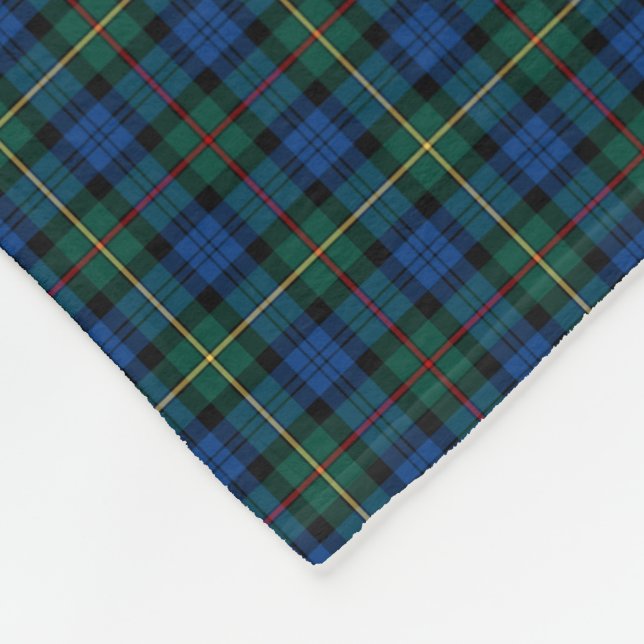 MacEwan Clan Royal Blue and Green Tartan Fleece Blanket (Corner)