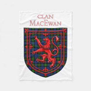 MacEwan Tartan Scottish Plaid Lion Rampant Fleece Blanket