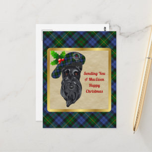MacEwen Clan Badge & Tartan Christmas Postcard