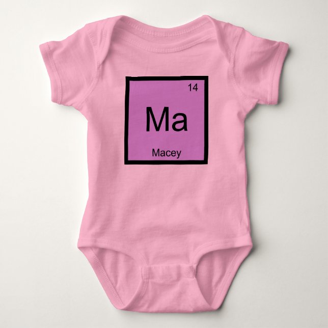 Macey Name Chemistry Element Periodic Table Baby Bodysuit (Front)