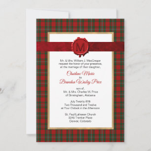MacFarland Tartan Plaid Monogrammed Wedding  Invitation