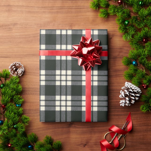 MacFarlane Black White M Original Scottish Tartan Wrapping Paper (Holiday Gift)