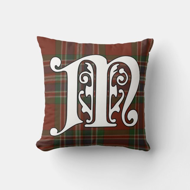 MacFarlane Clan Tartan Monogram Cushion (Front)