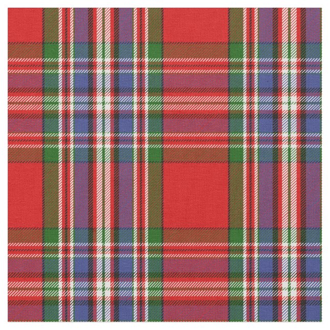 MacFarlane Red Tartan Print Fabric (Close Up)