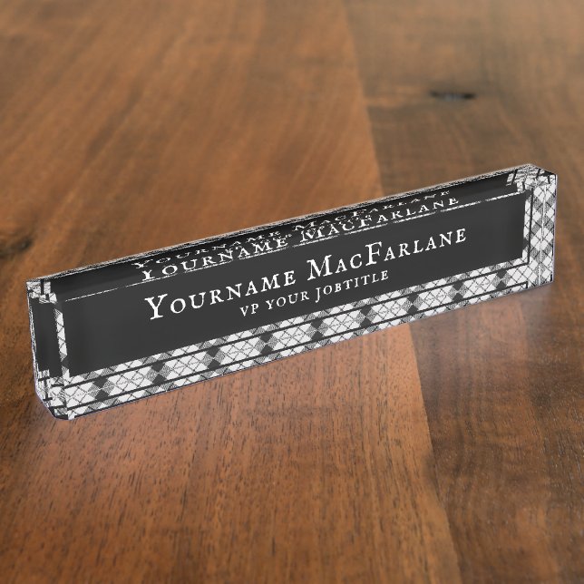 MacFarlane Scottish Clan Tartan Plaid Pattern Nameplate (Side)