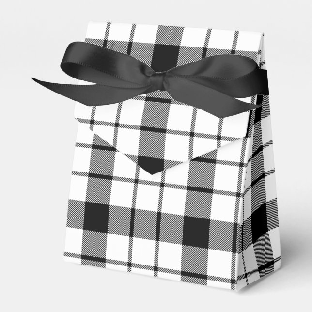 MacFarlane tartan black white plaid Favour Box (Front Side)
