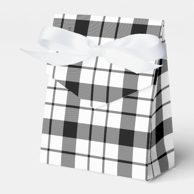 MacFarlane tartan black white plaid Favour Box (Front Side)