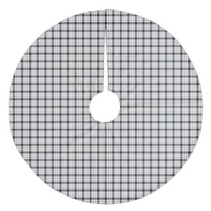 MacFarlane tartan black white plaid Fleece Tree Skirt