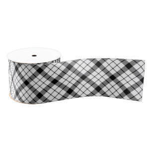 MacFarlane tartan black white plaid Grosgrain Ribbon