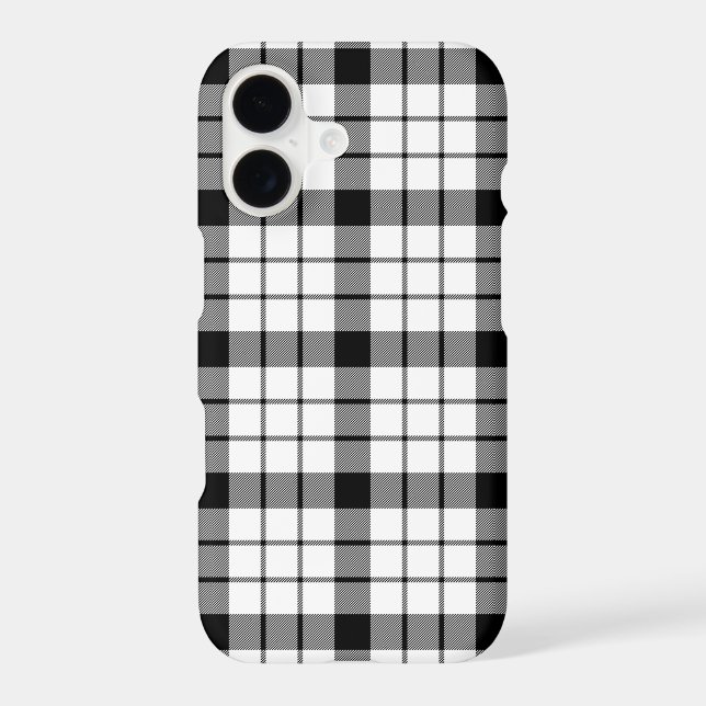 MacFarlane tartan black white plaid iPhone Case (Back)