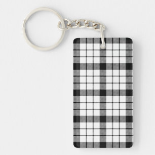 MacFarlane tartan black white plaid Key Ring