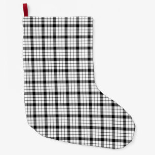 MacFarlane tartan black white plaid Large Christmas Stocking