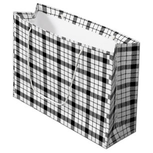 MacFarlane tartan black white plaid Large Gift Bag