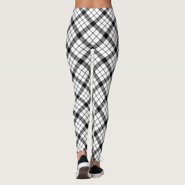 MacFarlane tartan black white plaid Leggings (Back)