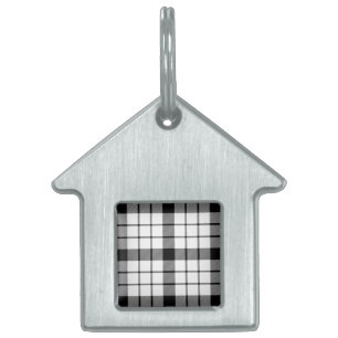 MacFarlane tartan black white plaid Pet Name Tag