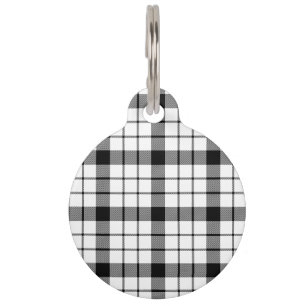 MacFarlane tartan black white plaid Pet Tag