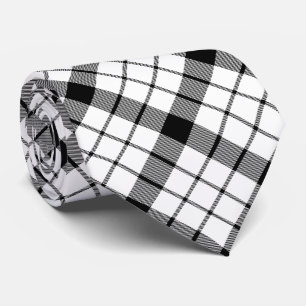 MacFarlane tartan black white plaid Tie