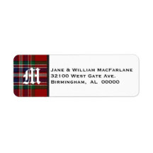 MacFarlane Tartan Plaid Monogram Address Labels