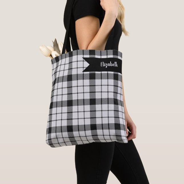 MacFarlane Tartan Plaid Pattern Red Tote Bag (Close Up)