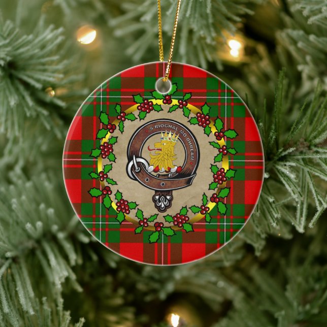 MacGregor  Badge & Tartan Personalised Christmas Ceramic Tree Decoration (Tree)