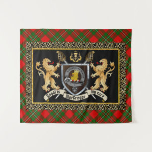 MacGregor Clan Badge & Motto w/Lions  Tapestry