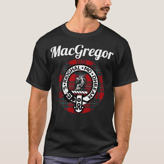 MacGregor Clan Scottish Name Coat Of Arms Tartan T-Shirt (Front)