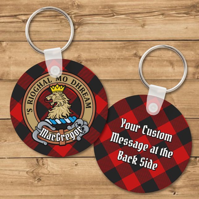 MacGregor Crest over Rob Roy Tartan Key Ring (Creator Uploaded)
