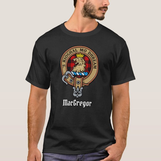 MacGregor Crest over Rob Roy Tartan T-Shirt (Front)