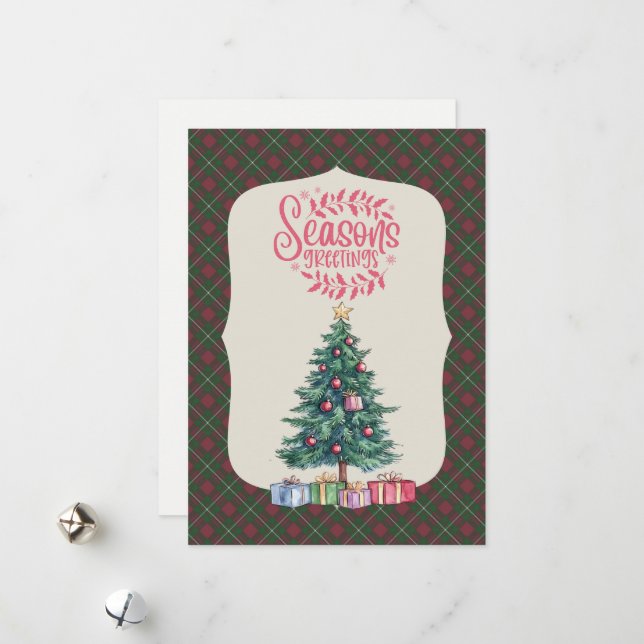 MacGregor Hunting Scottish Tartan Christmas Holiday Card (Front/Back In Situ)