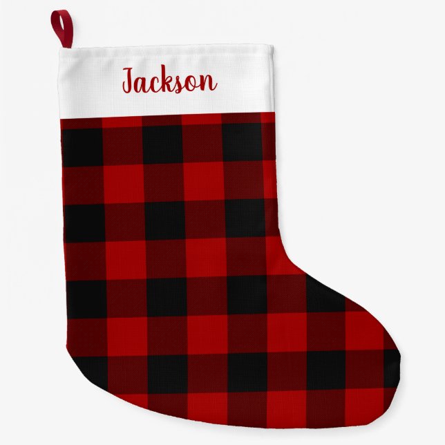 MacGregor | Rob Roy | Buffalo Plaid Red Tartan Large Christmas Stocking (Front)