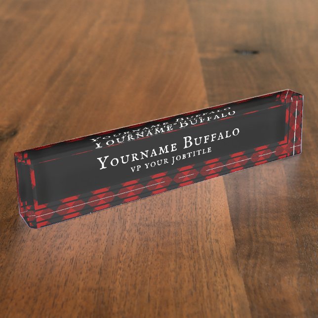 MacGregor | Rob Roy | Buffalo Plaid Red Tartan Nameplate (Side)