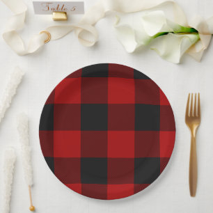 MacGregor   Rob Roy   Buffalo Plaid Red Tartan Paper Plate