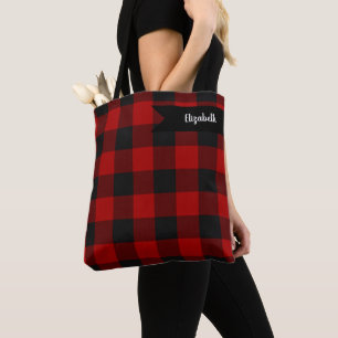 MacGregor   Rob Roy   Buffalo Plaid Red Tartan Tote Bag