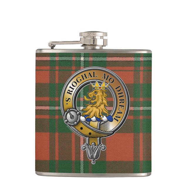MacGregor Tartan & Badge Hip Flask (Front)