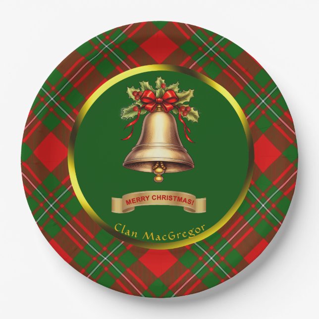 MacGregor Tartan Personalised Christmas Paper Plate (Front)