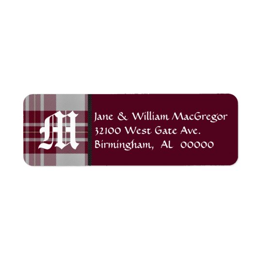 MacGregor Tartan Plaid Monogram Address Labels