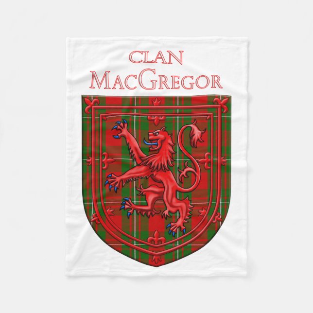 MacGregor Tartan Scottish Plaid Lion Rampant Fleece Blanket (Front)