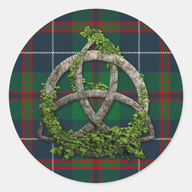 MacHardy Tartan And Celtic Trinity Knot Classic Round Sticker (Front)