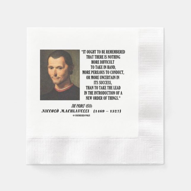 Machiavelli Lead Introduction New Order Of Things Napkin (Front)
