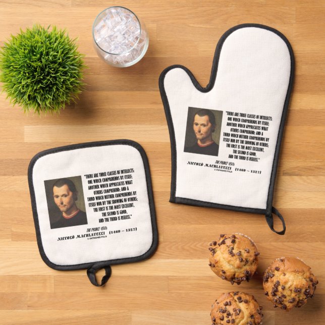Machiavelli Three Classes Of Intellects Quote Oven Mitt & Pot Holder Set (Top Down)