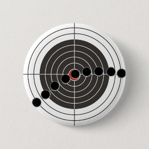 Machine gun bullet holes over shooting target 6 cm round badge