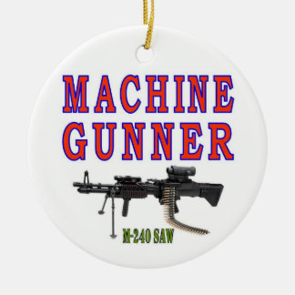 MACHINE GUNNER M-240 CERAMIC TREE DECORATION