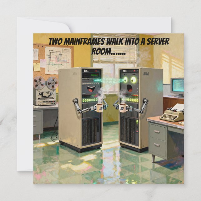 “Machine Language”  -  Humourous Technology        Holiday Card (Front)