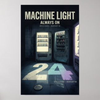 Machine Light Always On Retro Vending 11x17 Poster