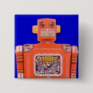 Machine Man Toy Robot Square Button