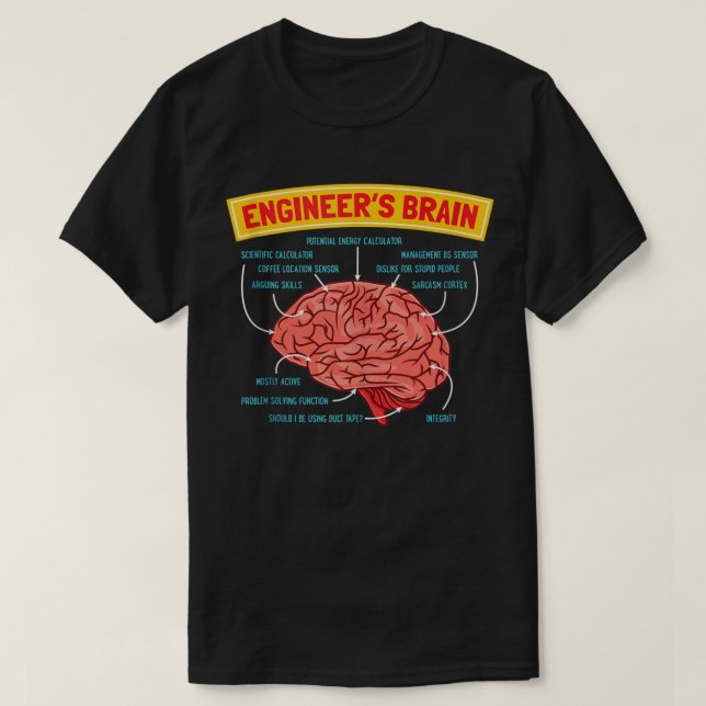 Machine Repair Mechanic Engineer Funny Brain T-Shirt (Design Front)