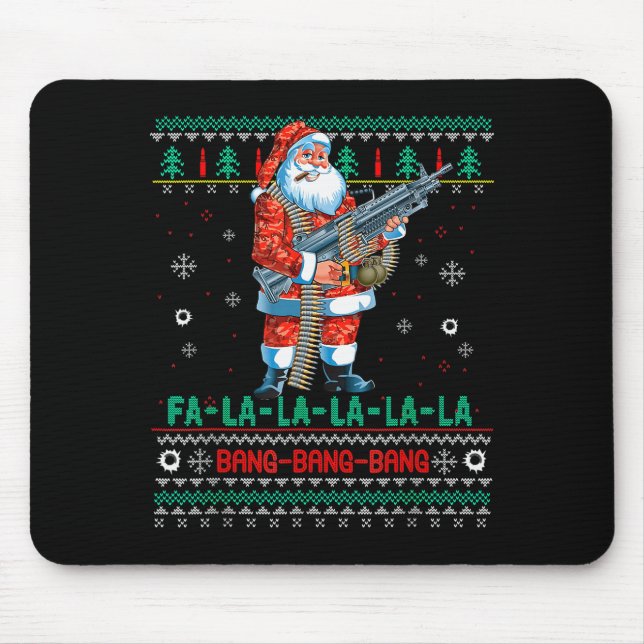 Machine Santa Claus Gun Lover Ugly Christmas Sweat Mouse Mat (Front)